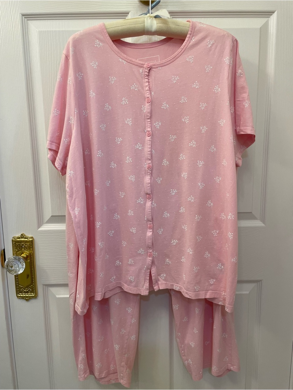 Charter Club Pink Floral Button-Front Pajama Set with Matching Pants